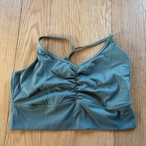 Gymshark Women's Light Support Ruched Strappy Sports Bra XL Green